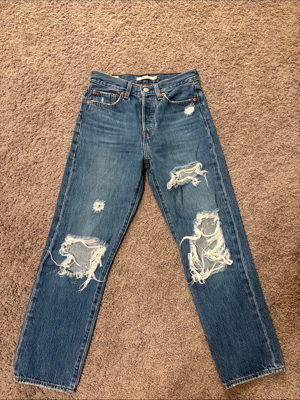 Women’s High-Rise Distressed Blue Denim Jeans
